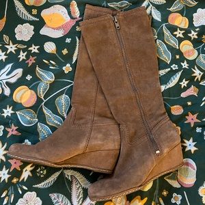 LAST CHANCE💥 Franco Sarto Knee High Suede Wedge Boots